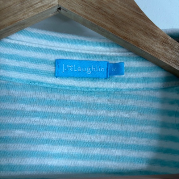 J McLaughlin Brynn Linen Shirt M Stripe Button Long Sleeve Preppy Coastal Beach - Picture 7 of 12